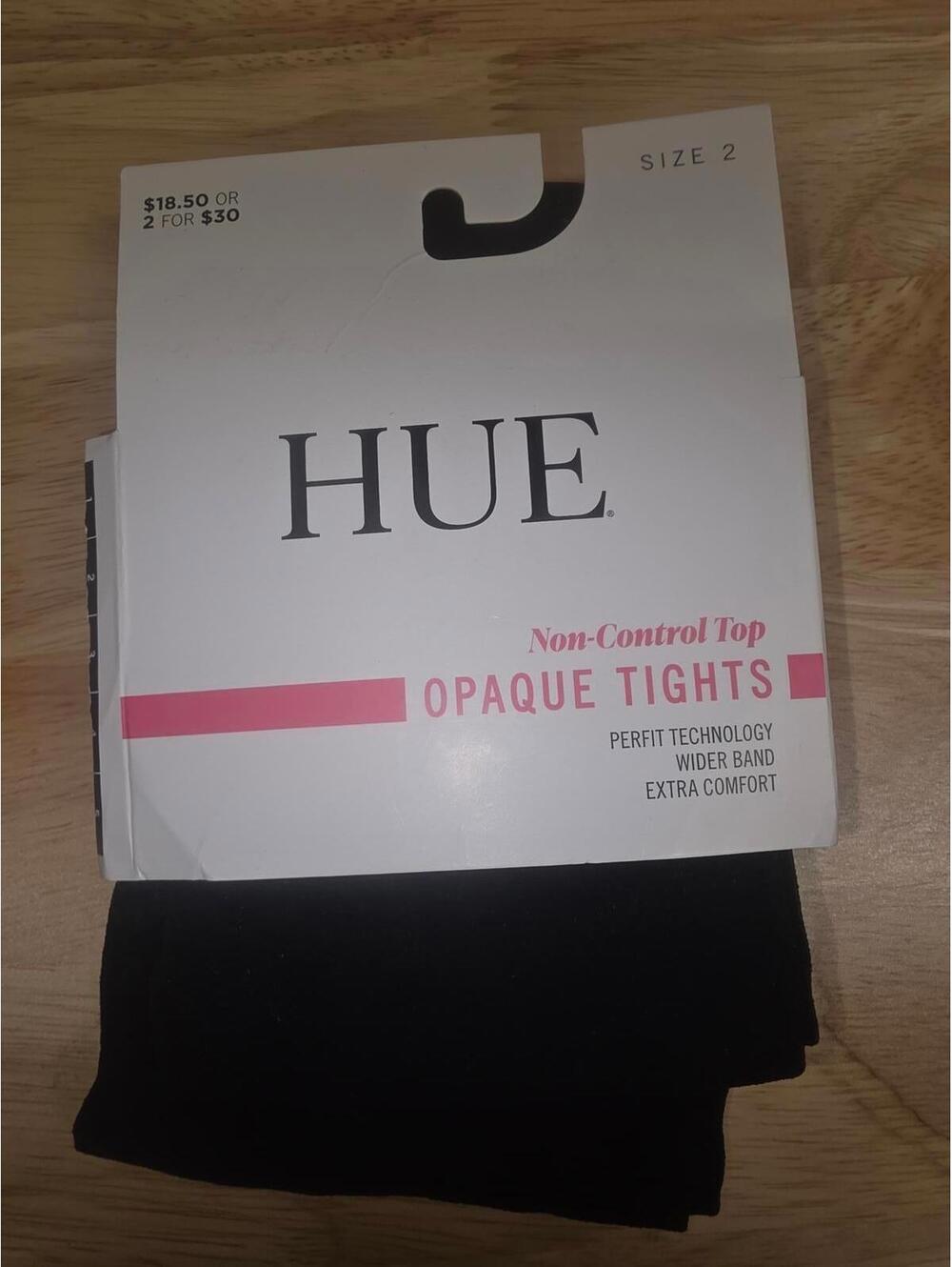 HUE OPAQUE SHEER‑TO‑WAIST TIGHTS BLACK SIZE 2